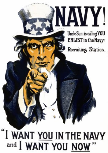 Amazon.com: W45 Vintage WWI Join US Navy Uncle Sam Enlist Póster